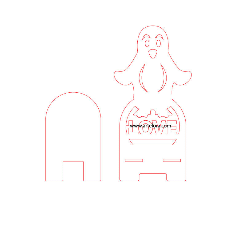3D Model Laser Cutting Penguin Phone Stand