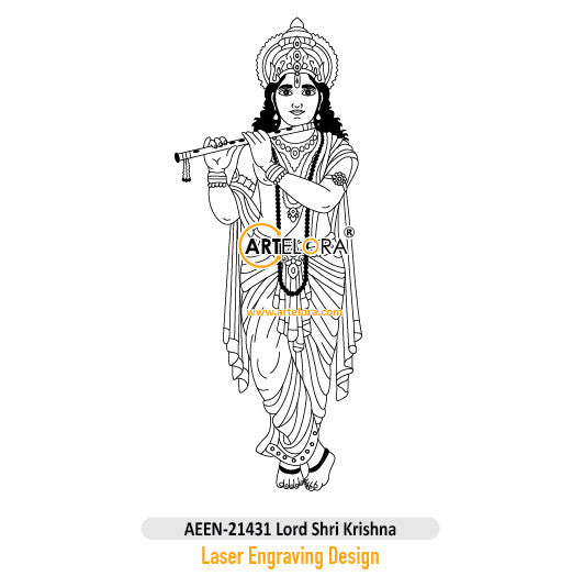 Lord Shri Krishna Laser Engraving Design