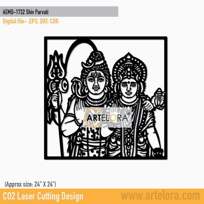 2D Modern Art Shiv Parvati