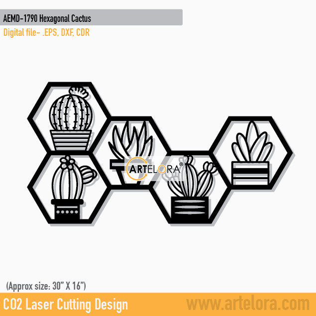 2D Modern Art Hexagonal Cactus