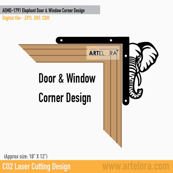 2D Modern Art Elephant Door & Window Corner Design