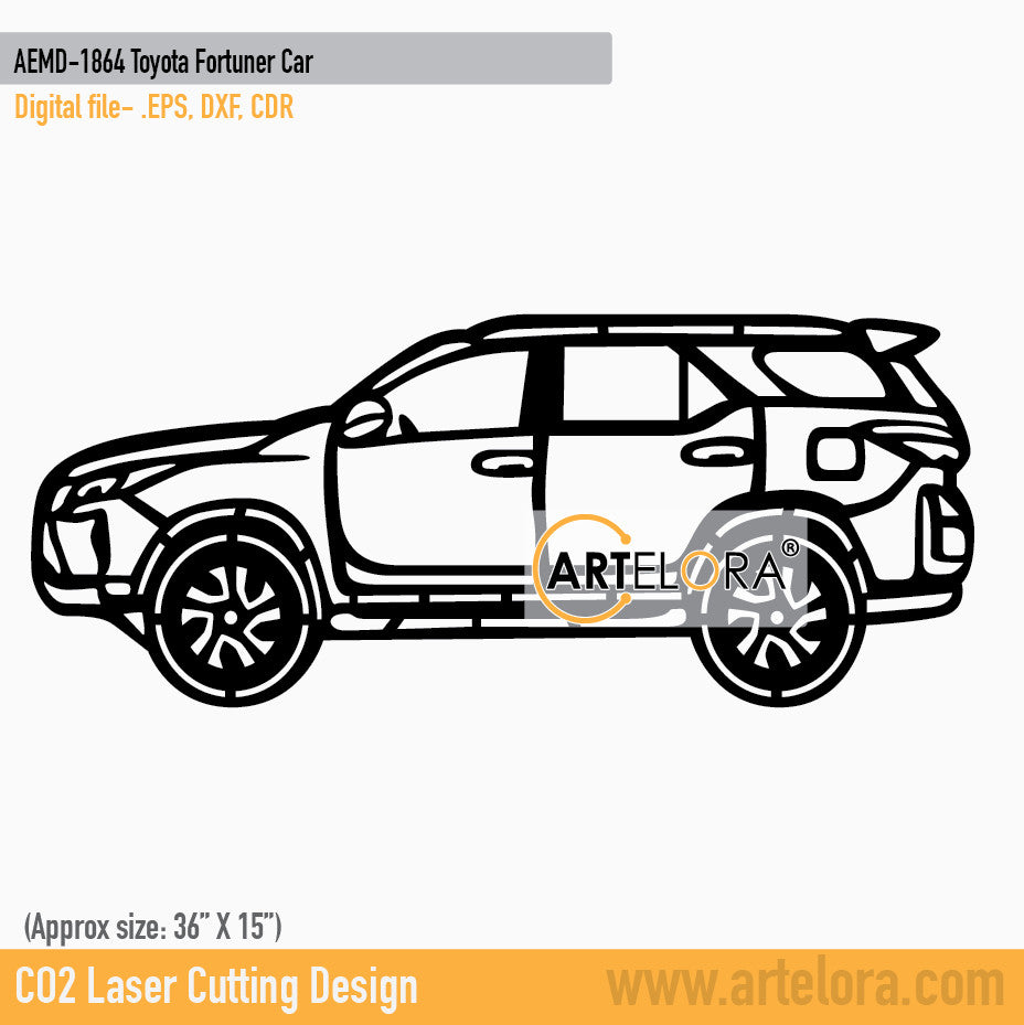2D Modern Art Toyota Fortuner Car