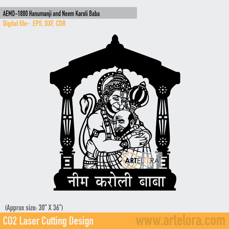 2D Modern Art Hanumanji And Neem Karoli Baba