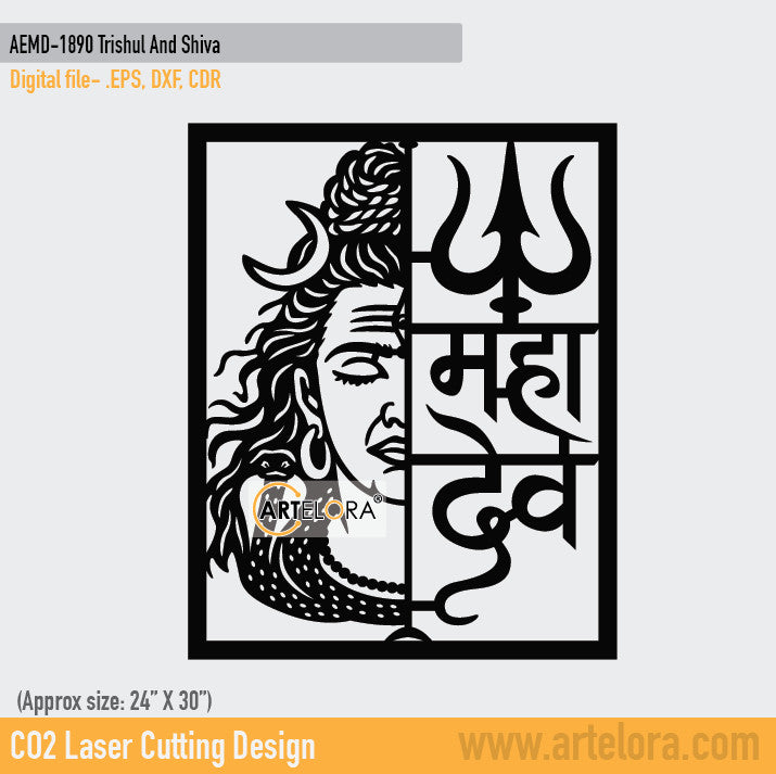 2D Modern Art Trishul And Shiva