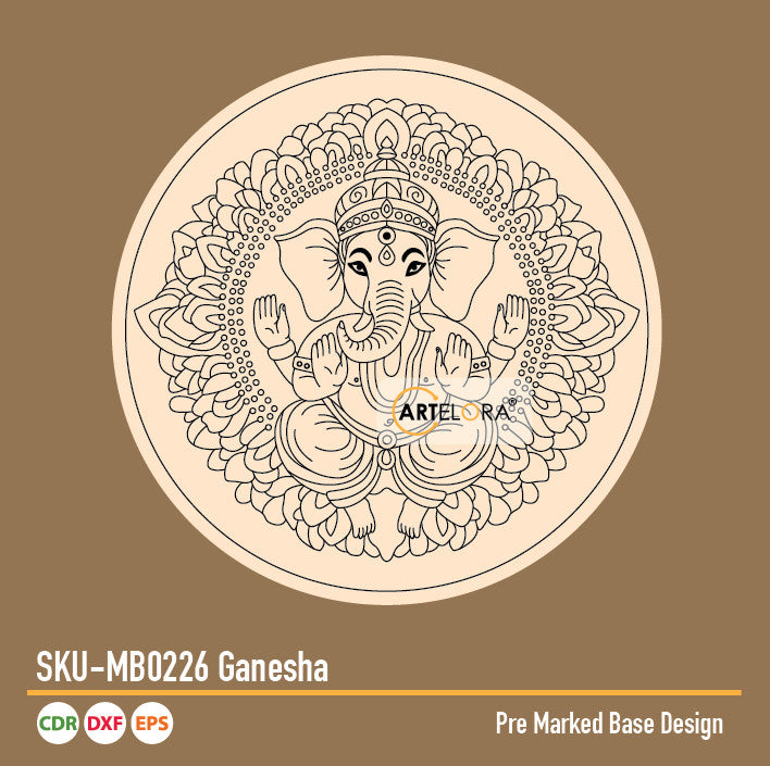 Pre Marked Base Design Pichwai Ganesha