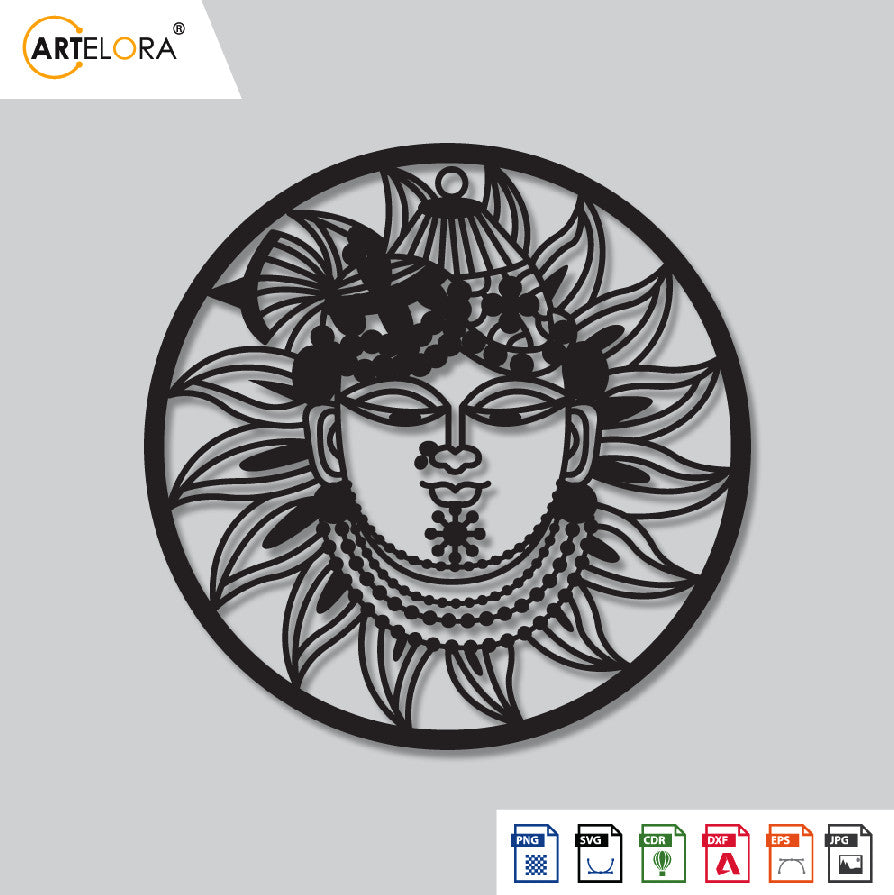 2D Modern Art Shreenath ji Laser cutting design