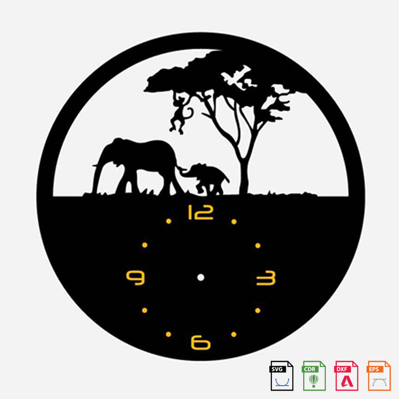 Wall Clock Elephant