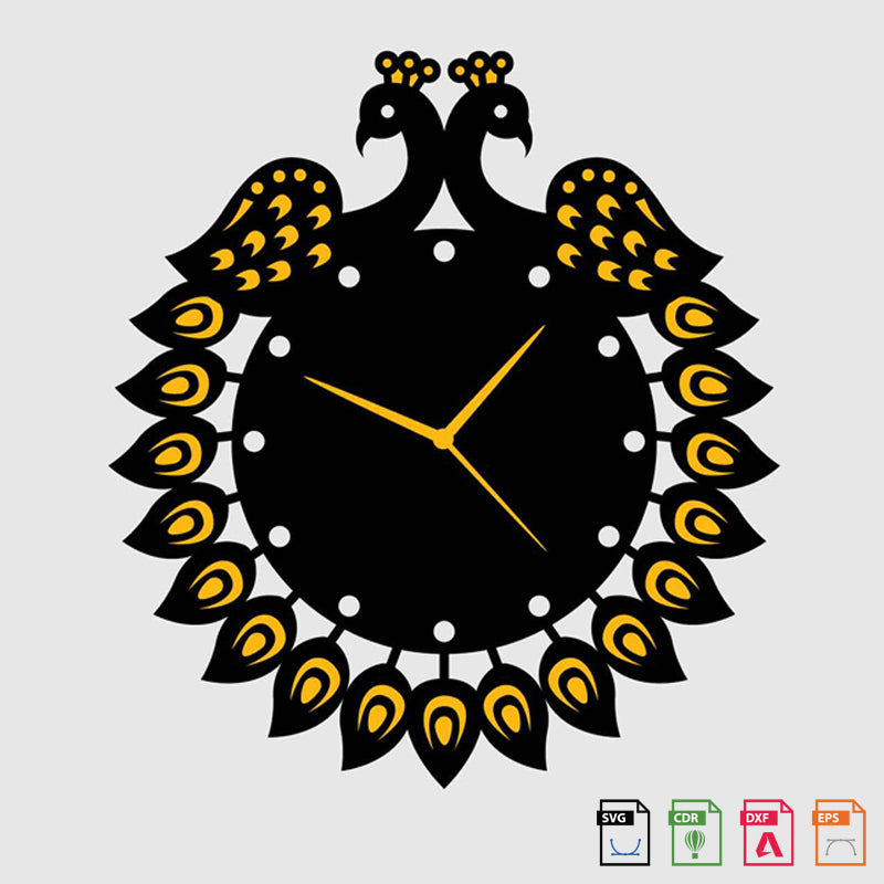 Wall Clock Round Peacock