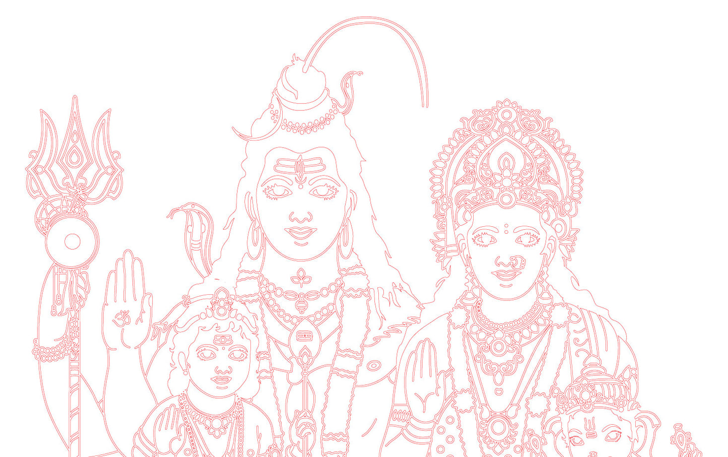 Laser Engraving Lord Shiv Parvati Kartike & Ganesh (Shiv Parivar)