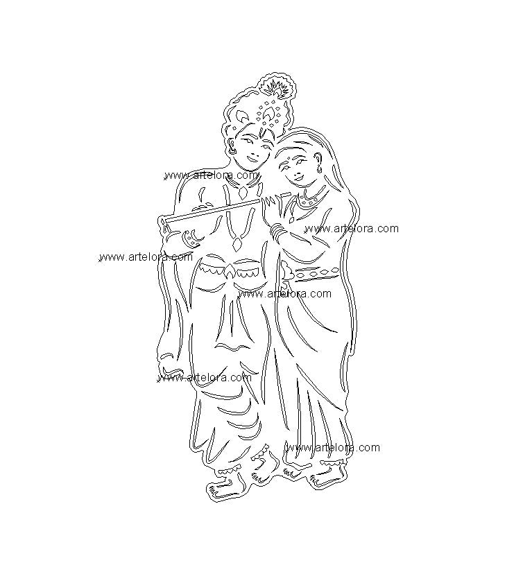 2D Modern Art Radha Krishna Laser cutting