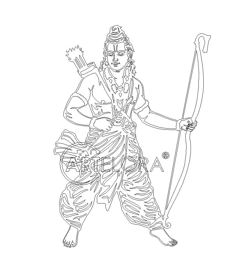 2D Modern Art Lord Shri Rama Laser Cutting