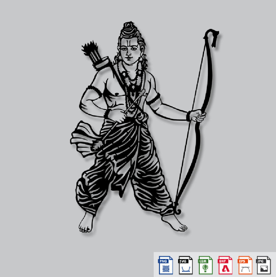 2D Modern Art Lord Shri Rama Laser Cutting