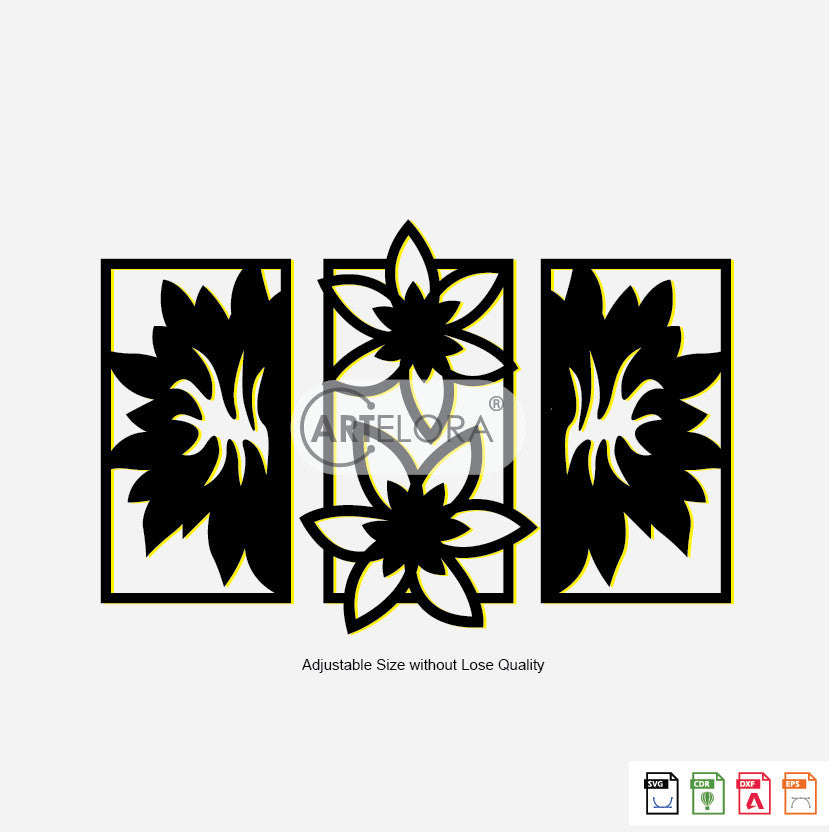 2D Modern Art Metal Leaf & Flower Wall Decor Art