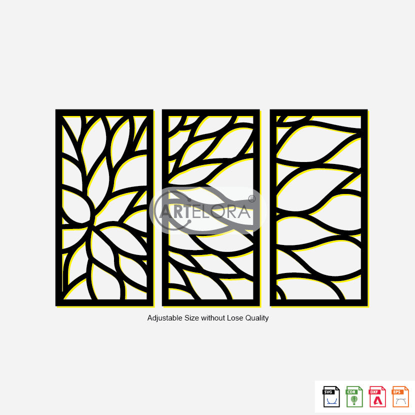 2D Modern Art Metal Leaf & Flower Wall Decor Art