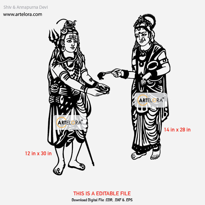 2D Modern Art Shiv & Annapurna Devi