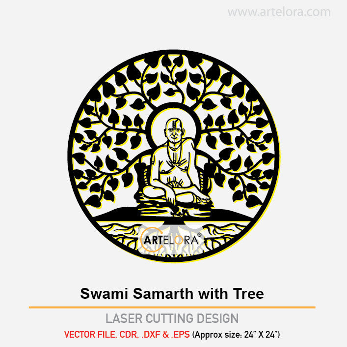 2D Modern Art Swami Samarth with Tree