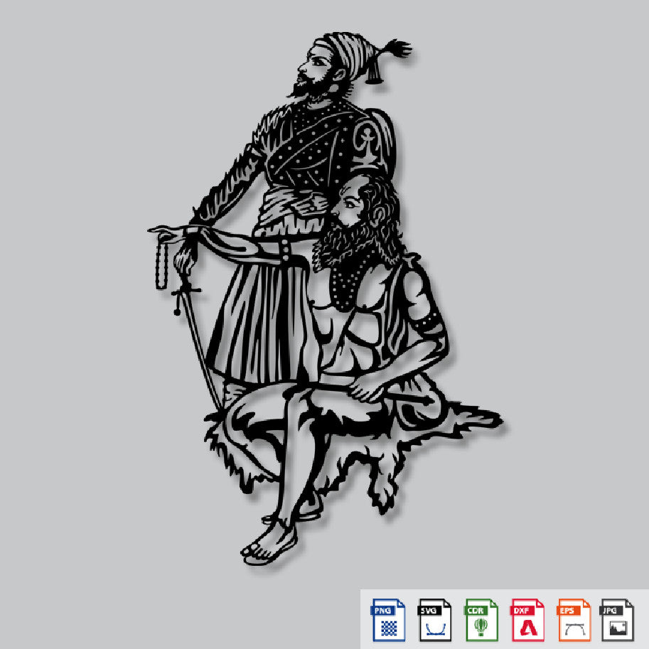 2D Modern Art Shivaji Maharaj & Ramdas Swami Laser cutting