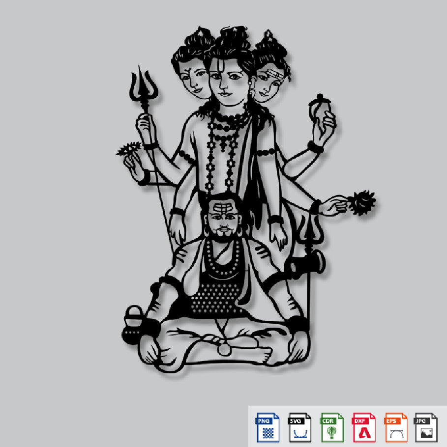 2D Modern Art Aadesh BaBa & Dattatreya Swamy Laser cutting