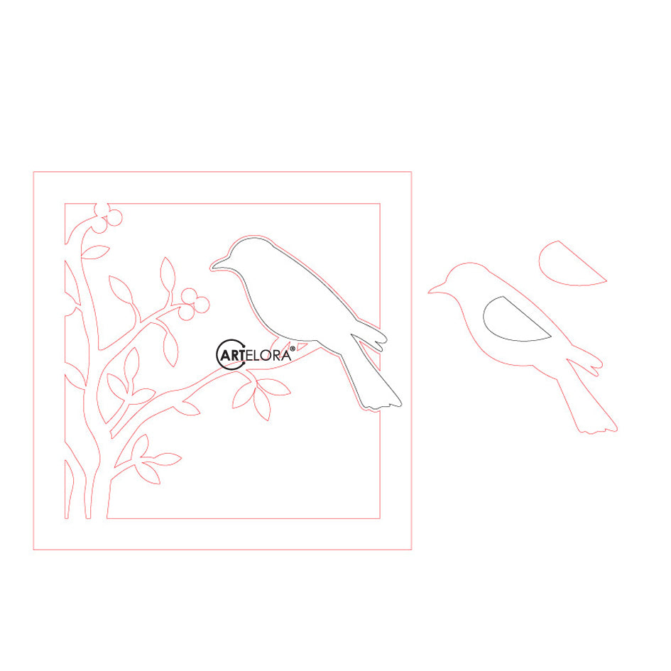 Premium Art Love Bird with tree (15x15)