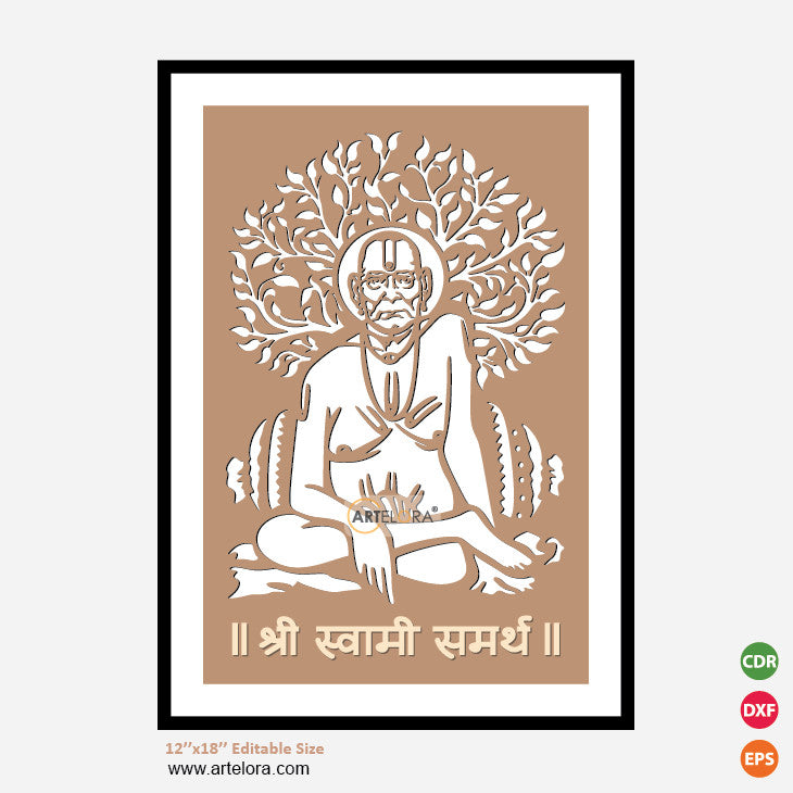 Premium Art MDF Laser Cutting Swami Samarth (12x18)
