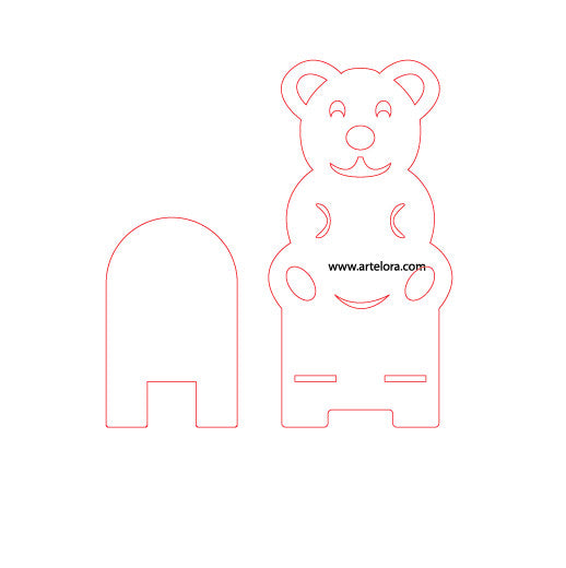 3D Model Laser Cutting Teddy Bear Phone Stand