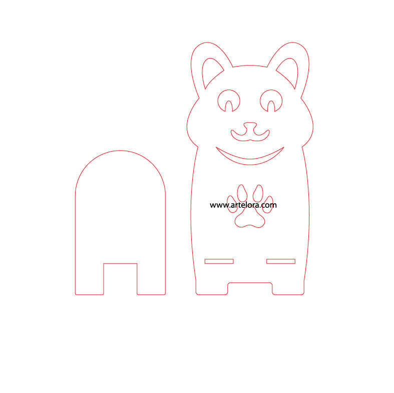 3D Model Laser Cutting Cat Phone Stand