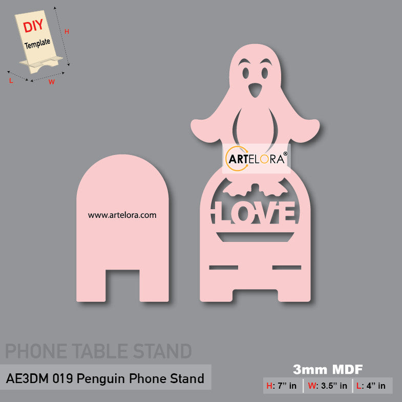3D Model Laser Cutting Penguin Phone Stand