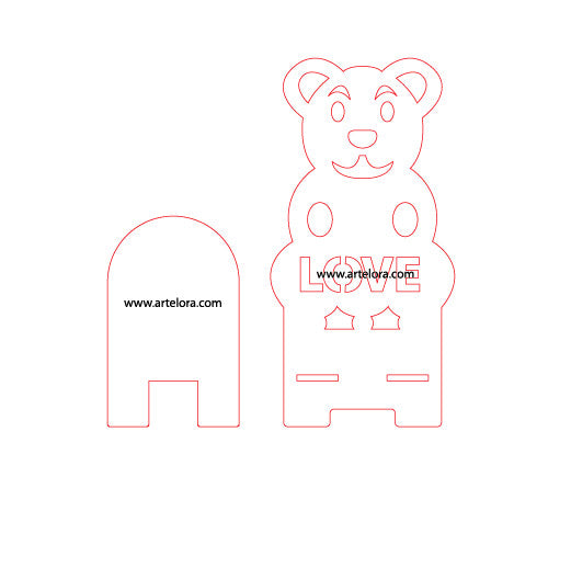 3D Model Laser Cutting Teddy Bear Phone Stand