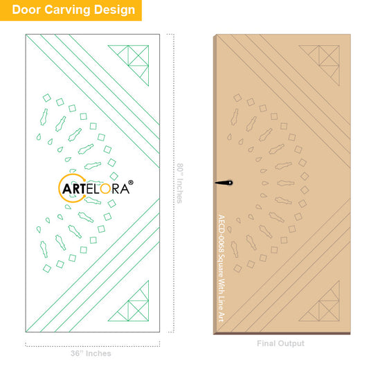 CNC Router Square With Line Art Carving Design