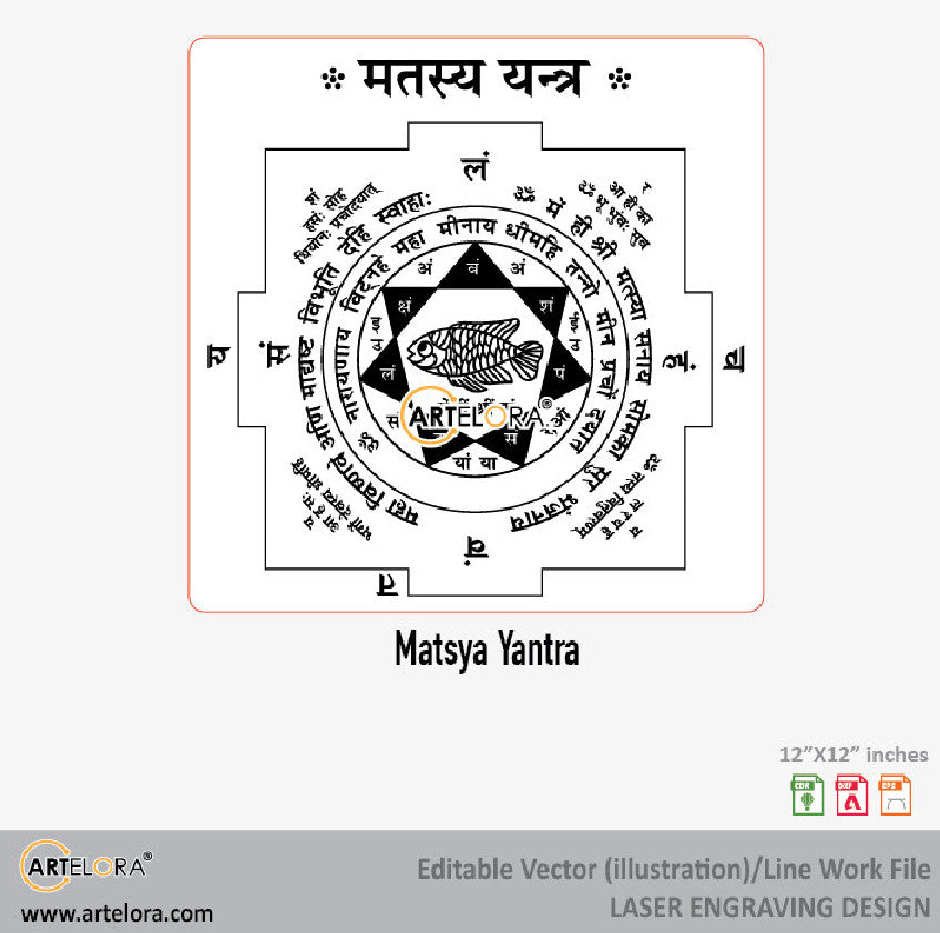 Matsya Yantra for Wealth & Good Luck Laser Engraving
