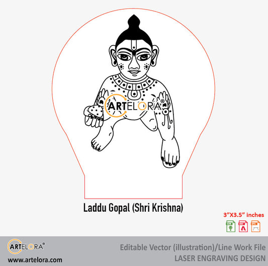 Laddu Gopal (Shri Krishna) Laser Engraving