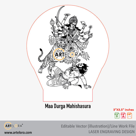 Maa Durga Mahishasura Laser Engraving Design