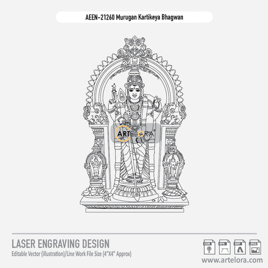Murugan Kartikeya Bhagwan Laser Engraving Design