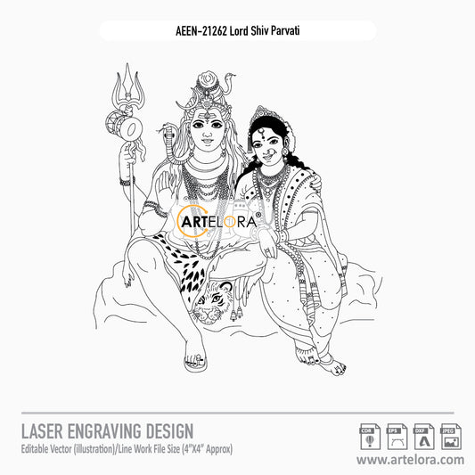 Lord Shiv Parvati Laser Engraving Design