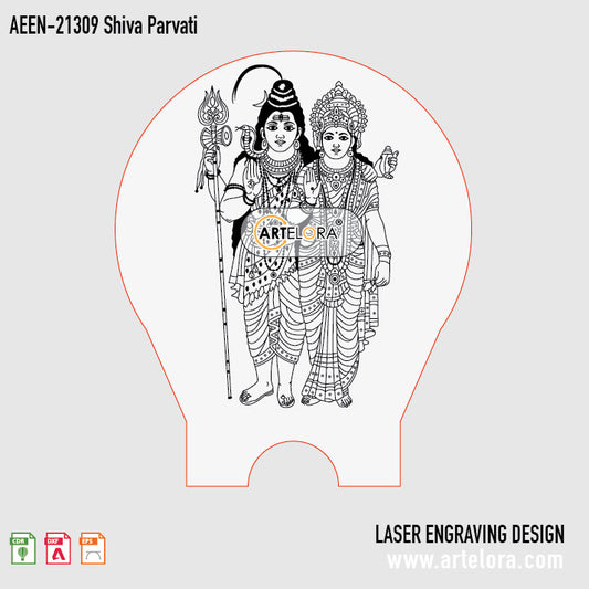 Laser Engraving Shiva Parvati