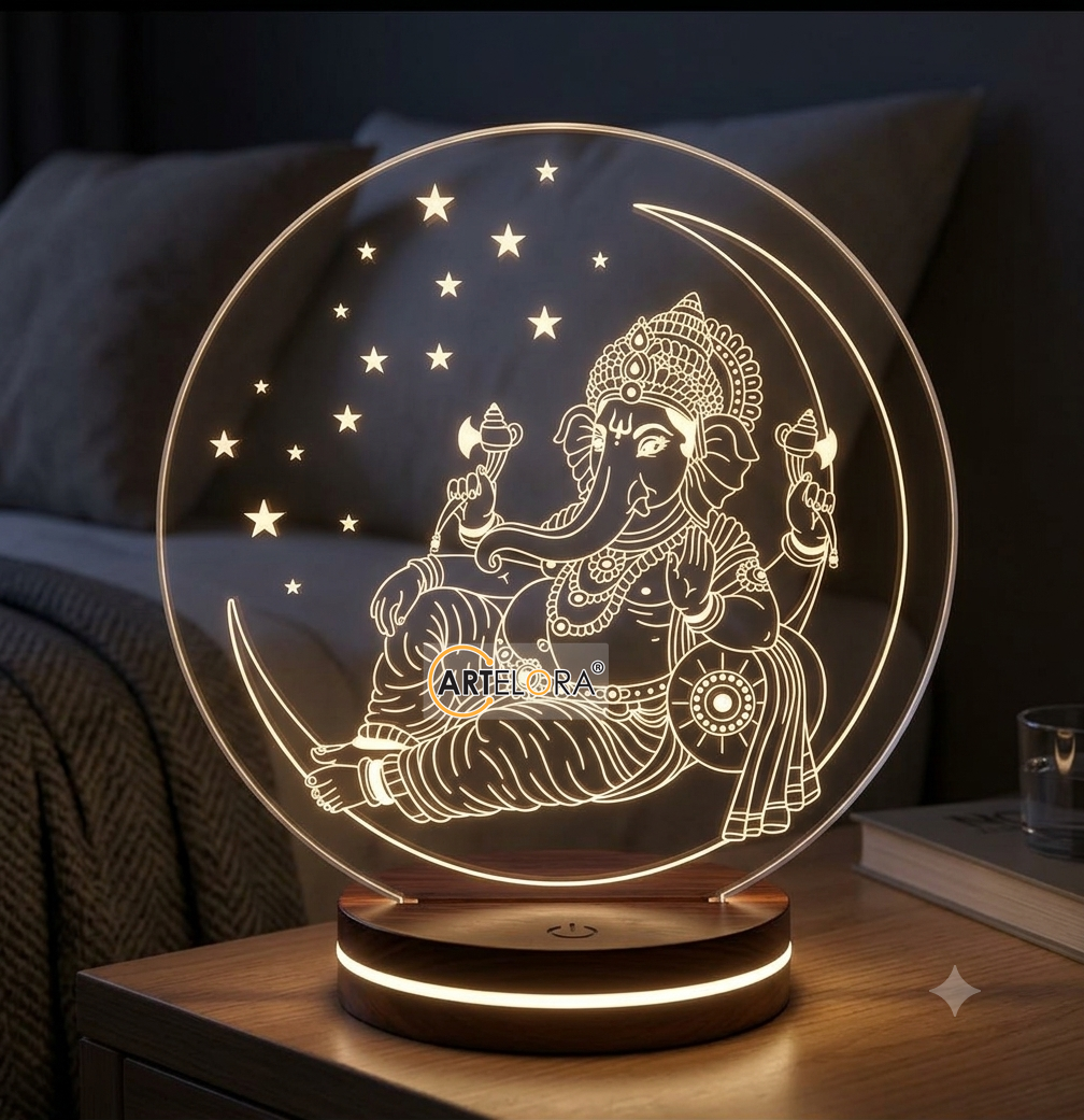 Laser Engraving Shri Ganesh with Moon
