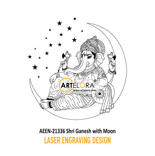 Laser Engraving Shri Ganesh with Moon