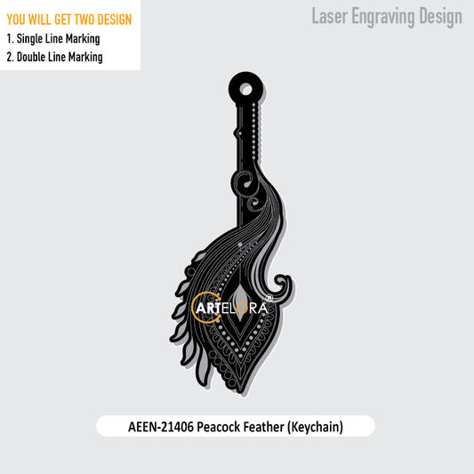 Peacock Feather (Keychain) Laser Engraving Design