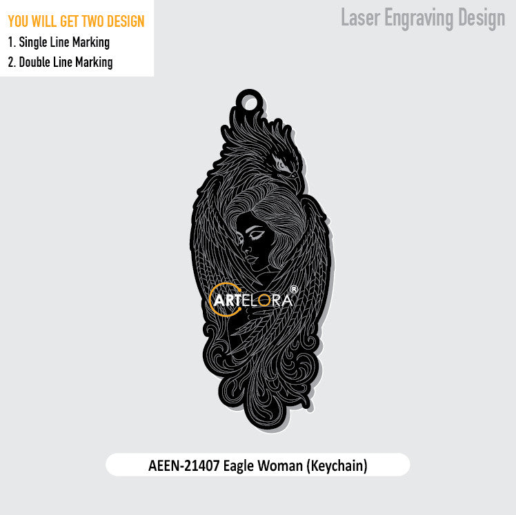Eagle Woman (Keychain) Laser Engraving Design