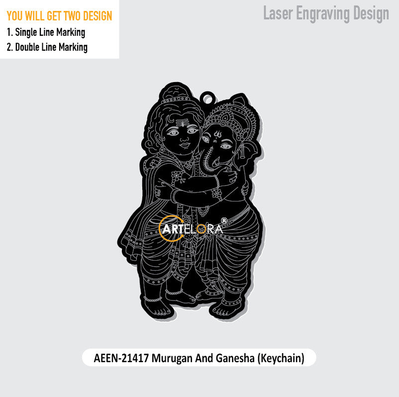 Murugan And Ganesha (Keychain) Laser Engraving Design