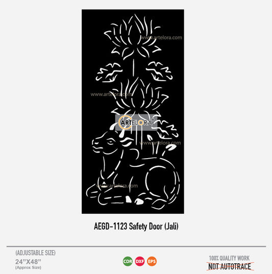 Grill Design Safety Door (Jali) Cow & Lotus