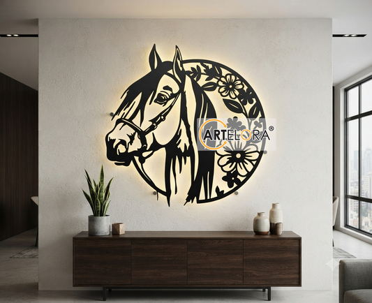 2D Modern Art Floral Horse