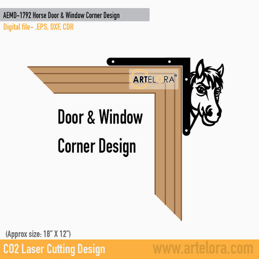 2D Modern Art Horse Door & Window Corner Design