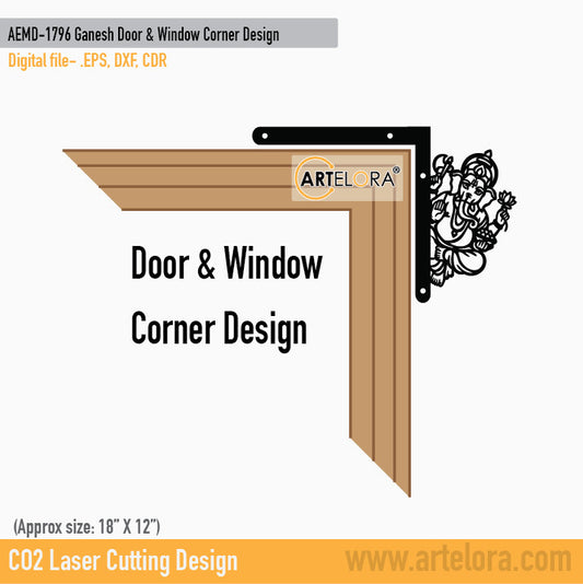 2D Modern Art Ganesh Door & Window Corner Design