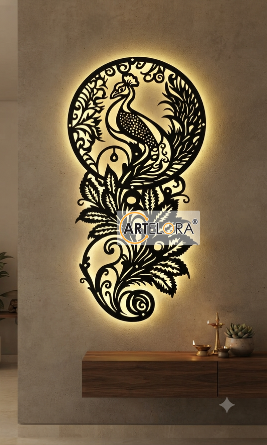 2D Modern Art Peacock Metal Art
