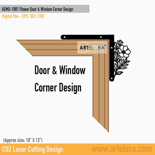 2D Modern Art Flowar Door & Window Corner Design
