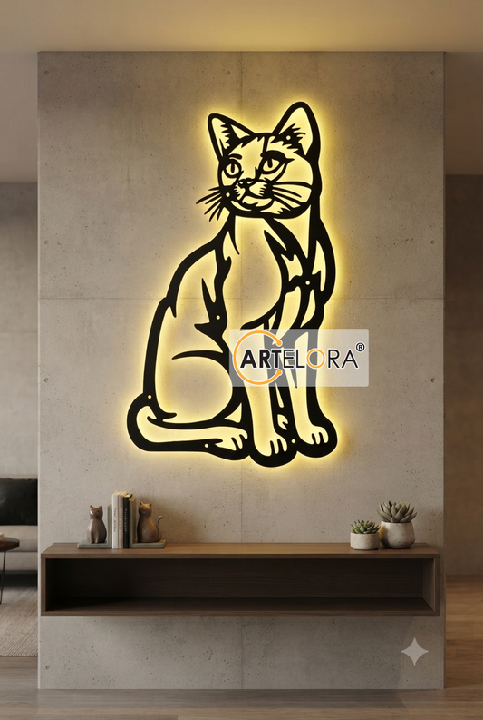 2D Modern Art Cat Metal Art