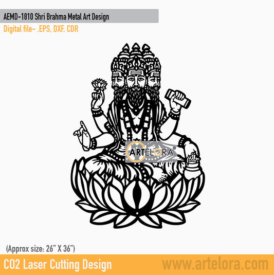 2D Modern Art Shri Brahma Metal Art Design