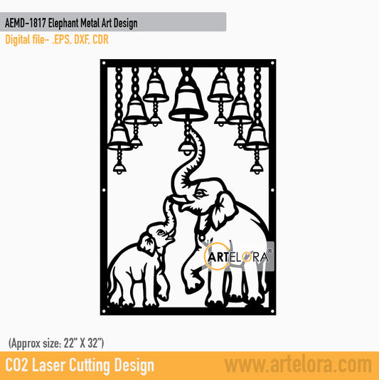 2D Modern Art Elephant Metal Art Design