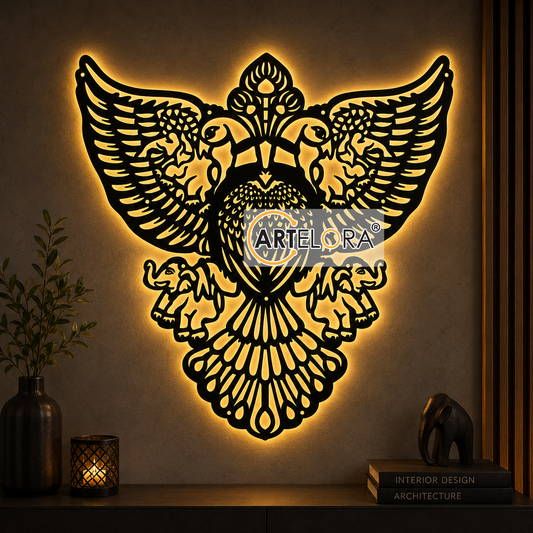 2D Modern Art Gandaberunda Narasimha Metal Art Design